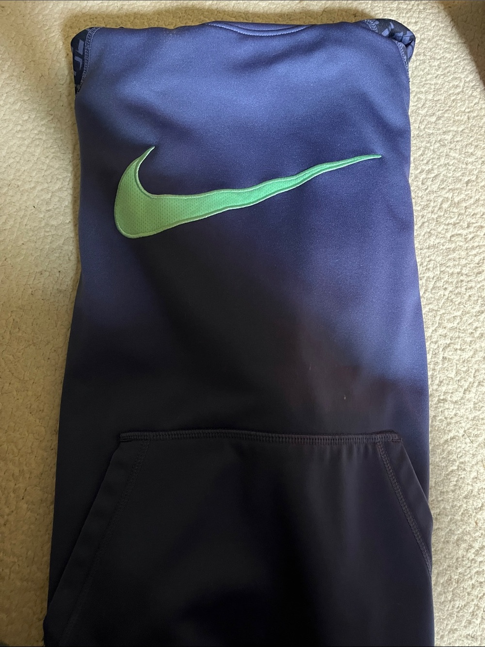 Nike Kids Navy Blue Sweatpants with Green Swoosh